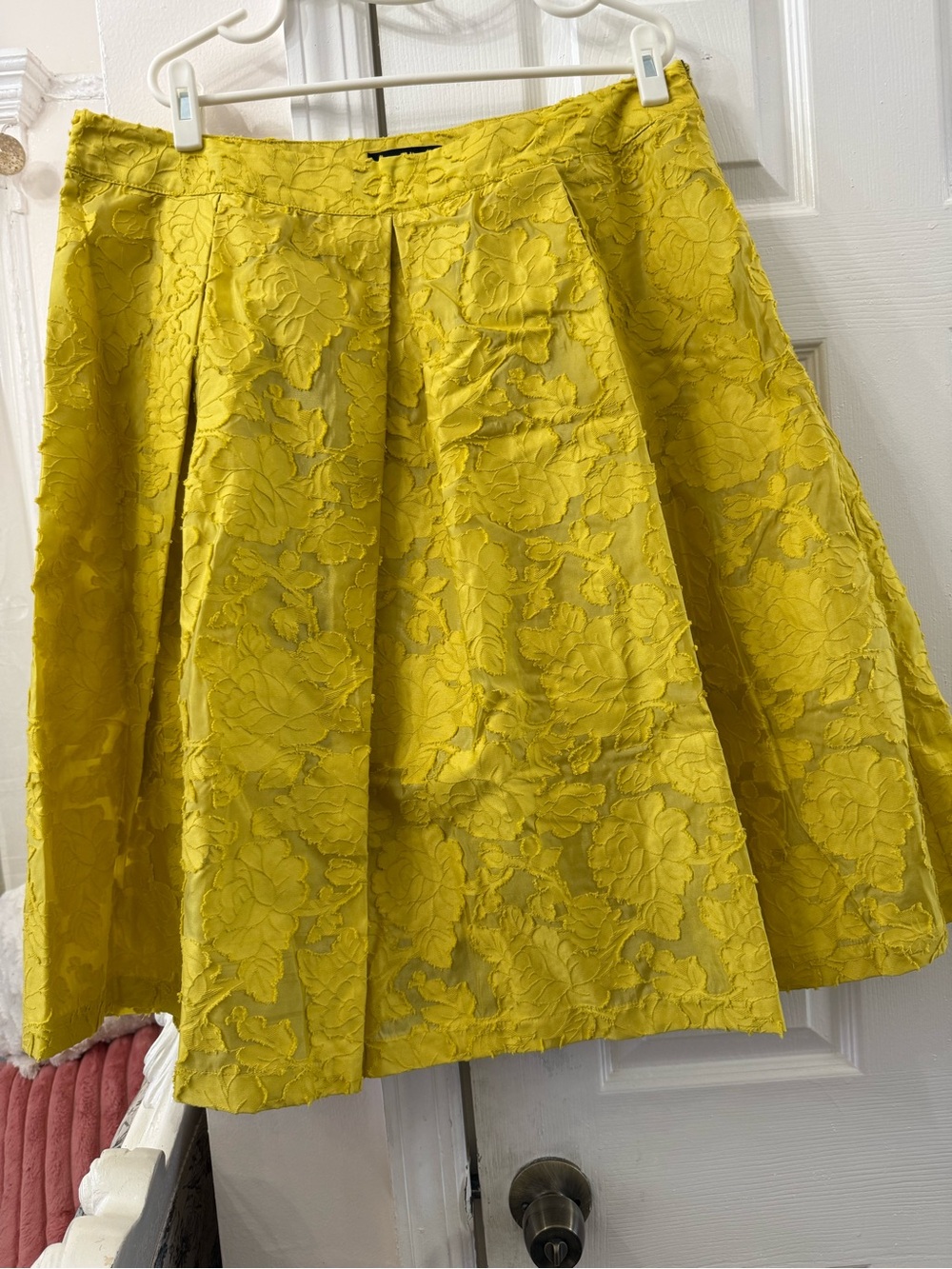 Textured Floral A-Line Skirt in Yellow